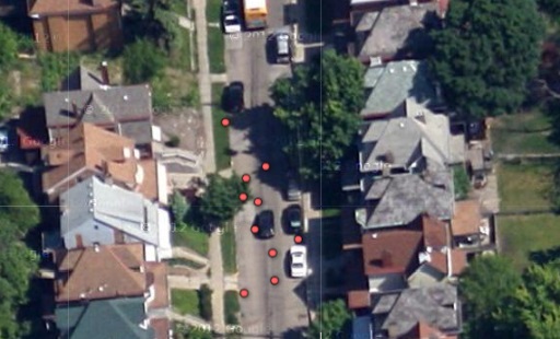 The view of Donna's street from above