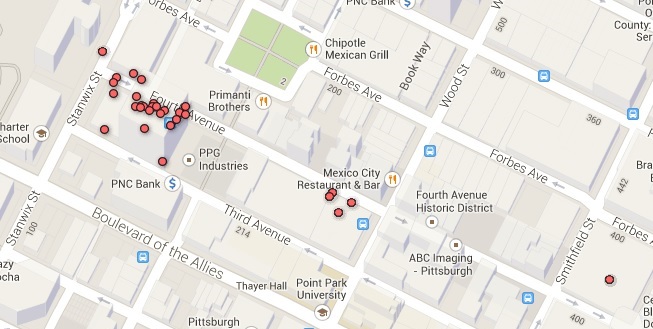 A map of a number of scanned plate locations