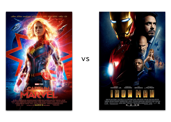 Movie posters of Captain Marvel and Iron Man